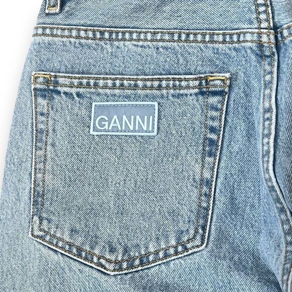 NWT GANNI Misy Cropped Relaxed Straight High Rise Jeans Size 28 Light Blue Stone - Picture 13 of 13